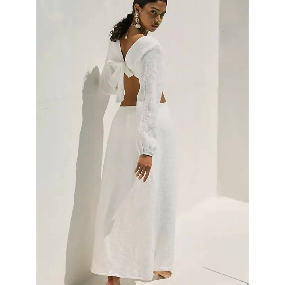 Peixoto Serena Twist Wrap Maxi Dress in White sz M
